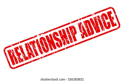 RELATIONSHIP ADVICE red stamp text on white