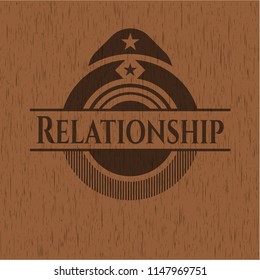 Relationship badge with wood background