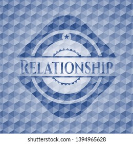 Relationship blue badge with geometric pattern. Vector Illustration. Detailed.