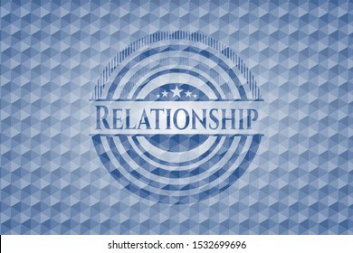 Relationship blue polygonal badge. Vector Illustration. Detailed.