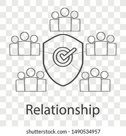 Relationship business concept on transparency background. Line vector illustration for website.