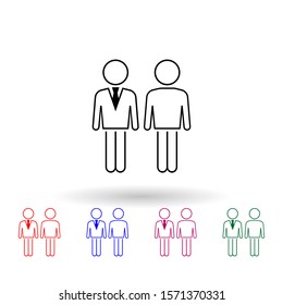 Relationship of business person with client multi color icon. Simple thin line, outline vector of people icons for ui and ux, website or mobile application