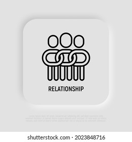 Relationship, collaboration, team, partnership, teamwork thin line icon, people in one community, support each other. Social tolerance. Modern vector illustration.
