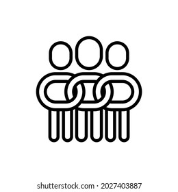 Relationship, collaboration, team, partnership, teamwork thin line icon, people in one community, support each other. Social tolerance. Modern vector illustration.