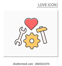 Relationship color icon. Work on healthy relationships. Tools. Avoiding conflicts and improving romantic connection. Love concept. Isolated vector illustration