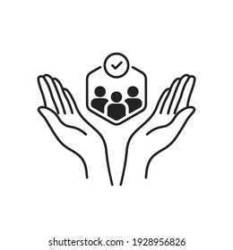 relationship or community like customer care icon. human resource outline logotype graphic stroke design. concept of individual people choice or good feedback and team narrow control or search talent