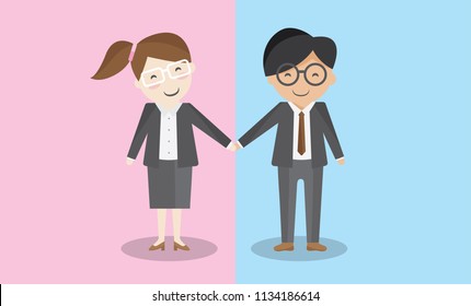 relationship cooperate between business man and woman. shake hand together for company and partnership.