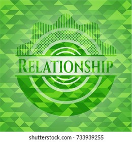 Relationship green emblem with mosaic background