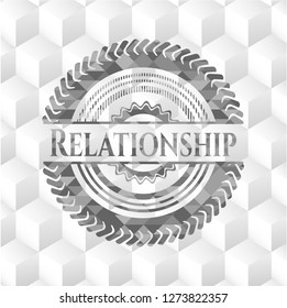 Relationship grey emblem. Retro with geometric cube white background