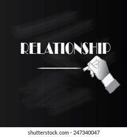 relationship, hand writing relationship on chalkboard vector  