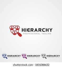 Relationship Hierarchy Logo Design With A Elegant Magnifier. Logo in a vector format, fully editable with no loss of quality.