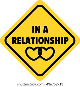 In a relationship (IAR) vector sign,Yellow diamond, black text, black frame and the silhouette of a heart. Funny car stickers