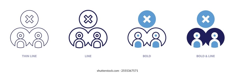 Relationship icon in 4 different styles. Thin Line, Line, Bold, and Bold Line. Duotone style. Editable stroke.