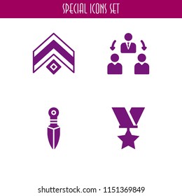 relationship icon. 4 relationship set with manager and military vector icons for web and mobile app