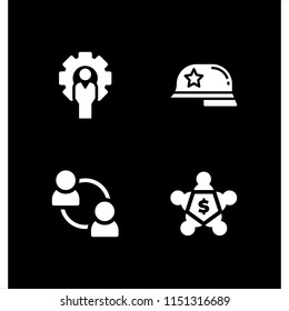 relationship icon. 4 relationship set with teamwork, manager and leader vector icons for web and mobile app