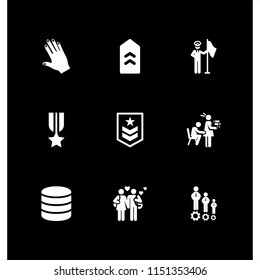 relationship icon. 9 relationship set with hand of black human, military, sexual harassment and couple vector icons for web and mobile app