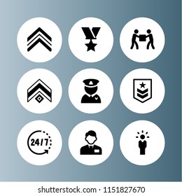 relationship icon. 9 relationship set with manager, help, military and manager avatar vector icons for web and mobile app