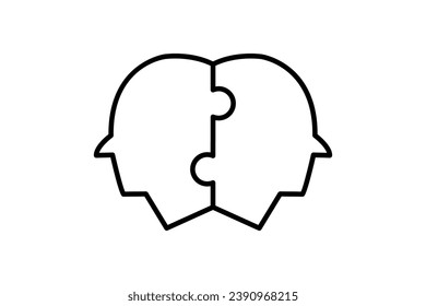 relationship icon. head with puzzle. icon related to core values, business. line icon style. simple vector design editable