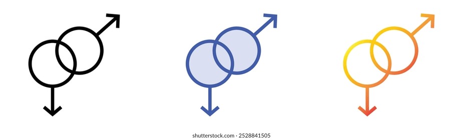 icono de relación. Lineal, relleno azul y diseño de estilo degradado aislado sobre fondo blanco