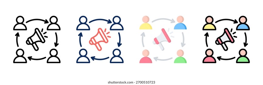 Ícone de relacionamento definir coleção de vários estilos