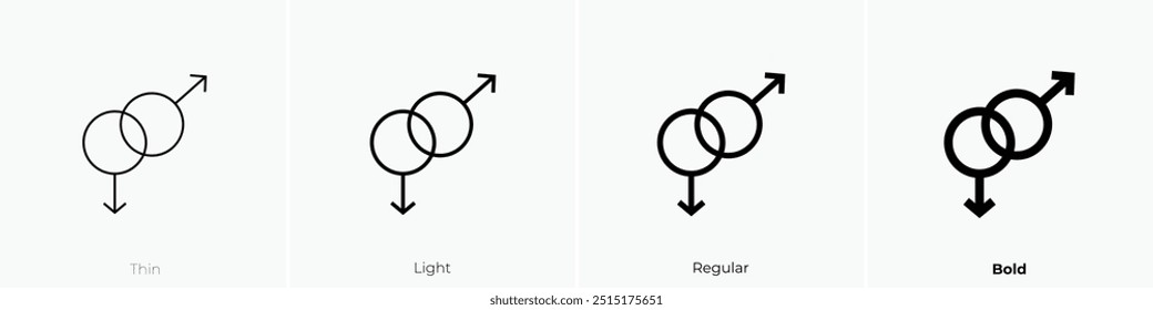 ícone de relacionamento. Design fino, leve, regular e negrito, isolado no fundo branco