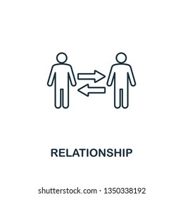 Relationship icon. Thin line design symbol from business ethics icons collection. Pixel perfect relationship icon for web design, apps, software, print usage.
