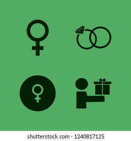 relationship icon. relationship vector icons set female gender symbol, give gift and wedding rings