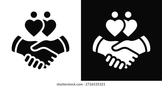 Icono de relación de estilo de fondo blanco y negro