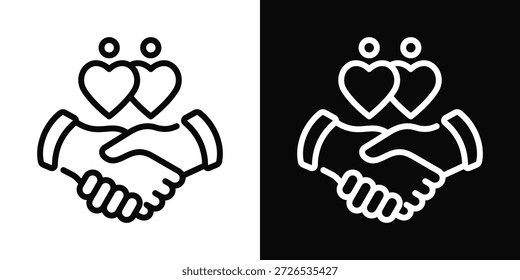 Icono de relación de estilo de fondo blanco y negro