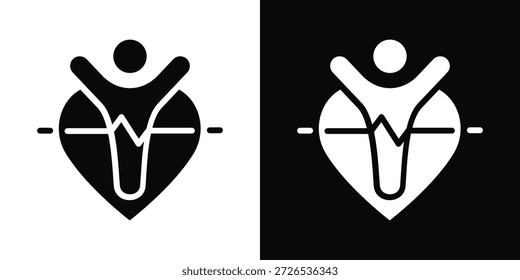 Icono de relación de estilo de fondo blanco y negro