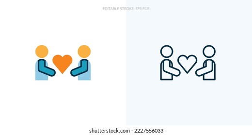 Icono de relación para tu sitio web, logotipo, aplicación, interfaz de usuario, impresión de producto. Icono de ilustración de vector de silueta plana de concepto de relación. Conjunto de iconos de trazo editable. archivo EPS