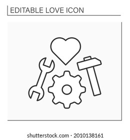 Relationship line icon. Work on healthy relationships. Tools. Avoiding conflicts and improving romantic connection. Love concept. Isolated vector illustration. Editable stroke