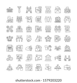 Relationship linear icons, signs, symbols vector line illustration set