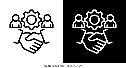 Ícone De Gerenciamento De Relacionamento Do Estilo Preto-E-Branco Plano