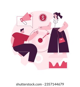 Relationship Marketing abstraktes Konzept Vektorgrafik. Kundenbeziehungsstrategie, Fokus auf Verbraucherloyalität, Markeninteraktion und langfristiges Engagement, abstrakte Metapher in sozialen Medien.