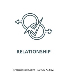 Relationship of men and women vector line icon, linear concept, outline sign, symbol