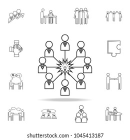 Relationship , network idea icon. Detailed set of team work outline icons. Premium quality graphic design icon. One of the collection icons for websites, web design, mobile app on white background