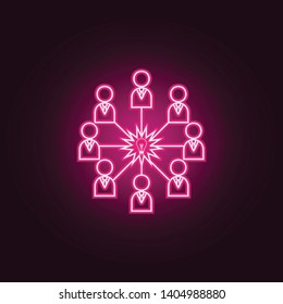 Relationship , network idea neon icon. Elements of Team work set. Simple icon for websites, web design, mobile app, info graphics