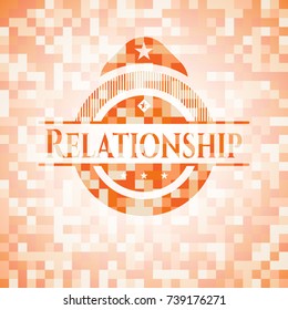 Relationship orange mosaic emblem with background