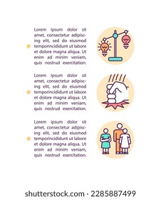 Relationship pressure concept icon with text. Family conflict. Faith and belief controversy. PPT page vector template. Brochure, magazine, booklet design element with linear illustrations