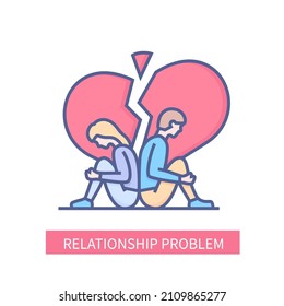 Relationship problem - modern colored line design style icon