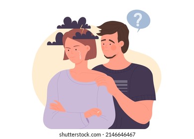 Relationship problems and difficulties. Couple conflicts and divergences flat cartoon vector illustration