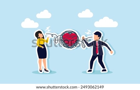 Relationship problems disagreements, divorce, conflicts, broken families, or marriage failures in complicated relations, concept of young couple fighting with relationship problem