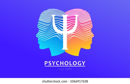 Relationship psychology concept modern head sign Logo of Psychology. Creative style. Logotype in vector. Design concept. Symbol for web, print, card. 