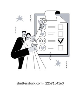 Relationship status abstract concept vector illustration. Relationship civil status, marital separation, divorce process, single, coupled, got married, social media, engaged abstract metaphor.