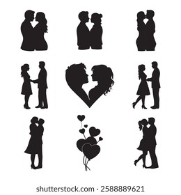 Relationship Status, Married From Single to Married Silhouettes Vector For Design