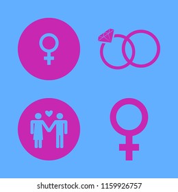 relationship vector icons set. with man woman love, wedding rings and female gender symbol in set