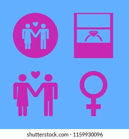 relationship vector icons set. with wedding ring, female gender symbol and man woman love in set