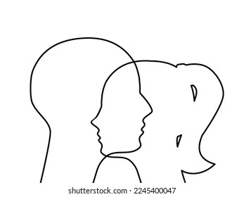 Relationships between men and women vector. Love symbol
