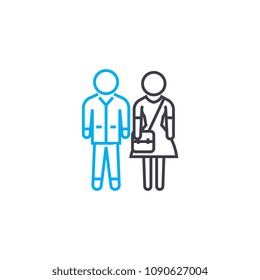 Relationships between the sexes vector thin line stroke icon. Relationships between the sexes outline illustration, linear sign, symbol concept.